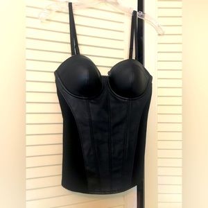 GUESS black faux leather bustier